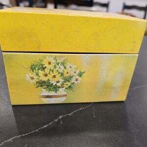 Vintage, Ohio Art, Yellow, Floral Recipe Box